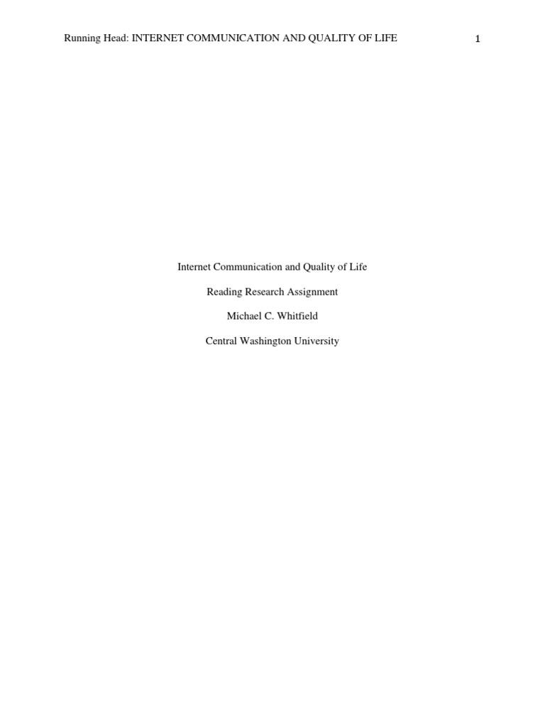 Reseach Paper On Internet Communication | PDF | Internet | Survey ...