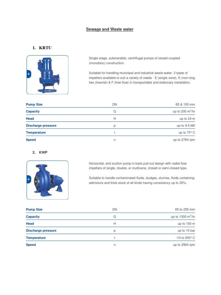 KSB Pumps _Sewage & Waste Water Pump Mechanical Engineering