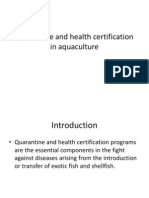 Quarantine and health certification in aquaculture