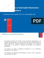 Ranking de reclamos en el sector financiero de mayo a agosto de 2011 y 2012