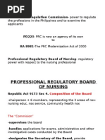 Professional Regulatory Board of Nursing: The "Commision"