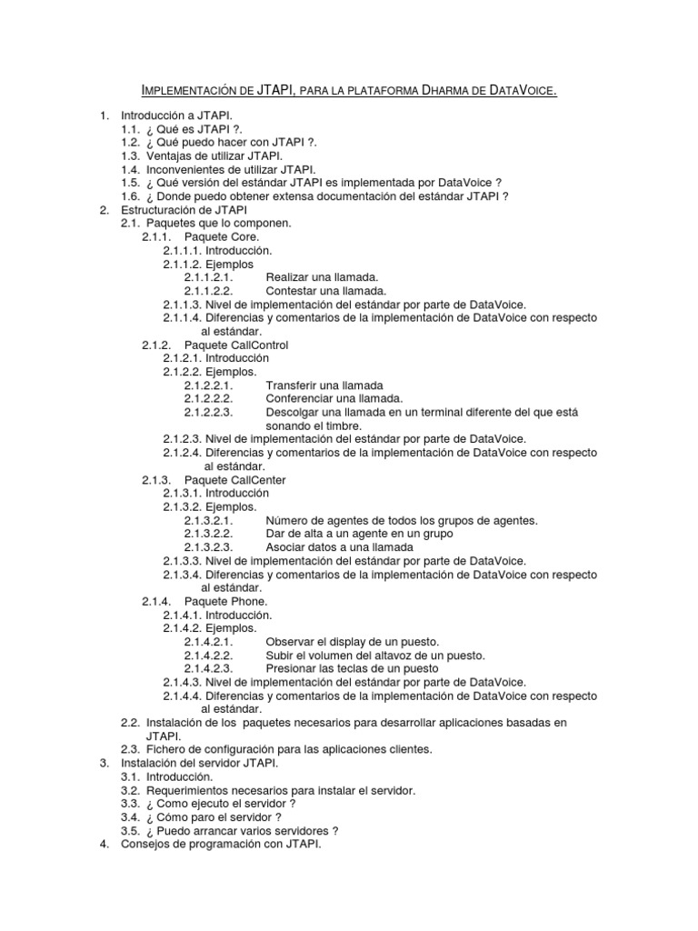 Implementación de JTAPI en DataVoice | PDF | Java (lenguaje de ...