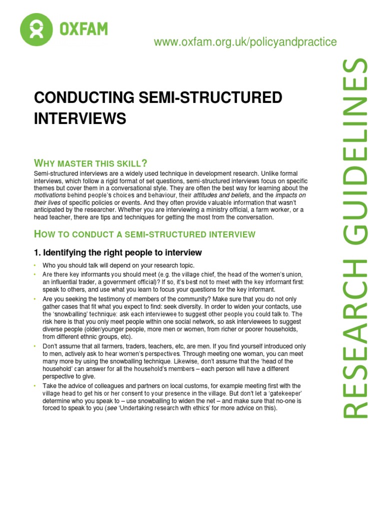 Conducting Semi-Structured Interviews | PDF | Interview | Question