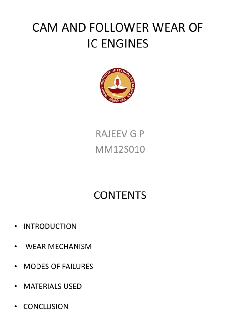 Cam and Follower Wear PDF Wear Cast Iron