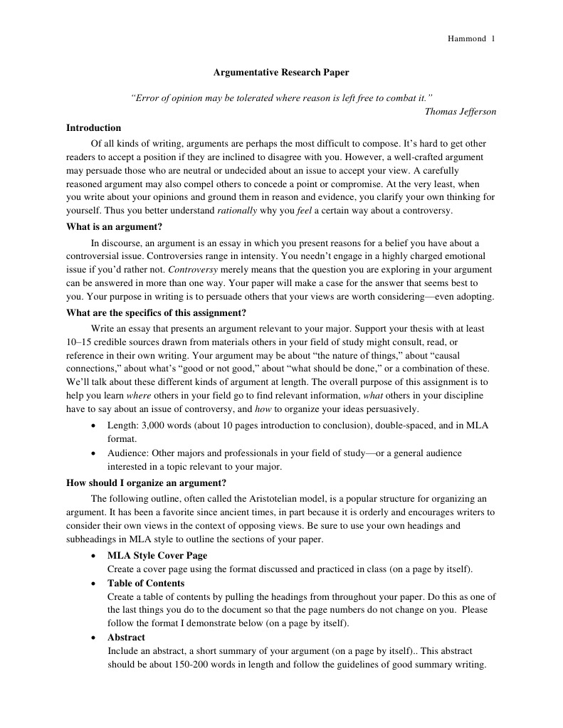 research paper mla | Abstract (Summary) | Argument