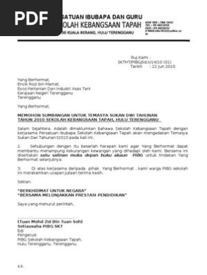 Surat Permohonan Sumbangan Yb Pdf