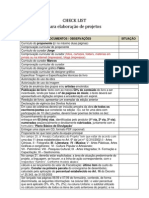 CHECK LIST para Elaboração de Projetos