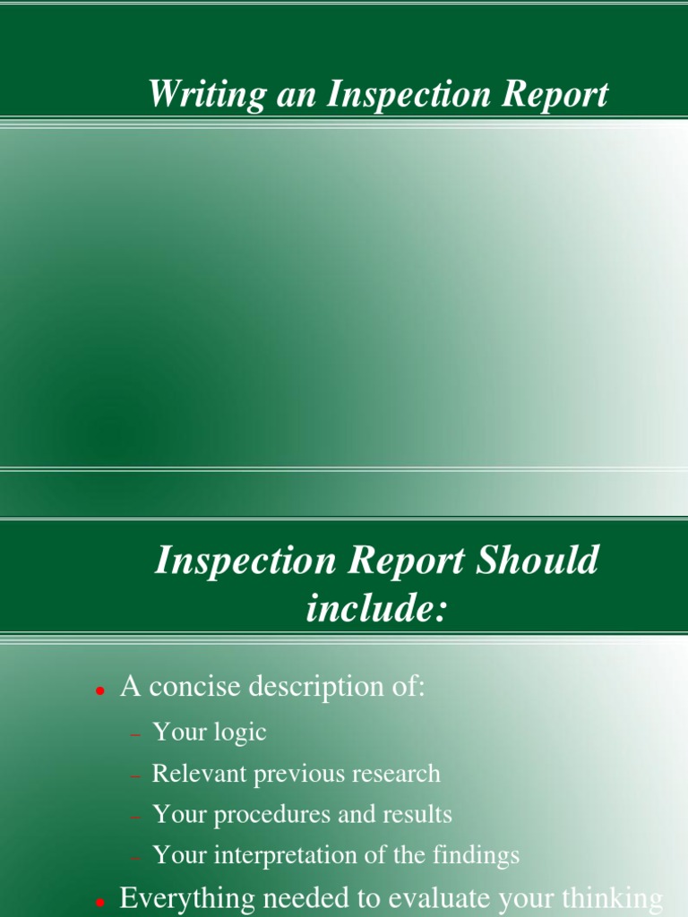 Guidelines for Writing Inspection Reports | PDF | Hypothesis ...