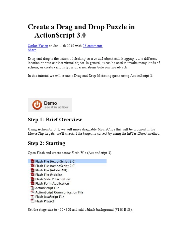 Create a Drag and Drop Puzzle Game | PDF | Action Script | Programming ...