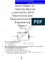 Question Paper of Engineering Service Examination 2010 Electronics and Telecommunication Engineering Paper-I