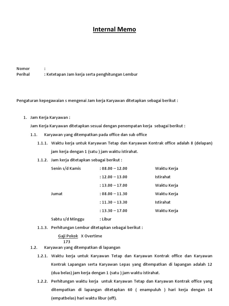 Internal Memo Jam Kerja Draff - 1