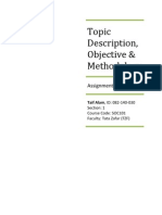 Topic Description, Objective & Methodology: Assignment 1