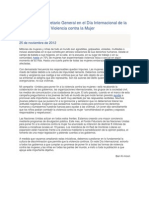 Mensaje Del Secretario General en El Día Internacional de La Eliminación de La Violencia Contra La Mujer