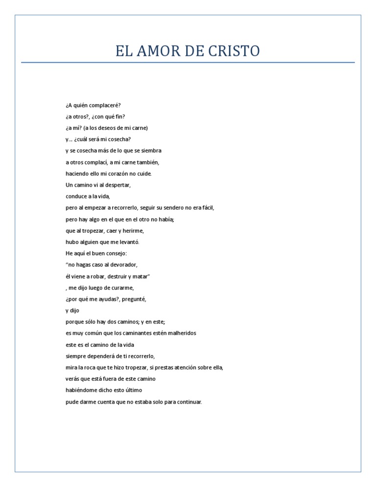 El Amor de Cristo | PDF | Relaciones personales, crianza y desarrollo ...