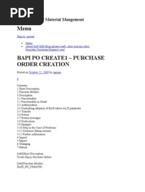 Bapi Po Create1 Manual Price