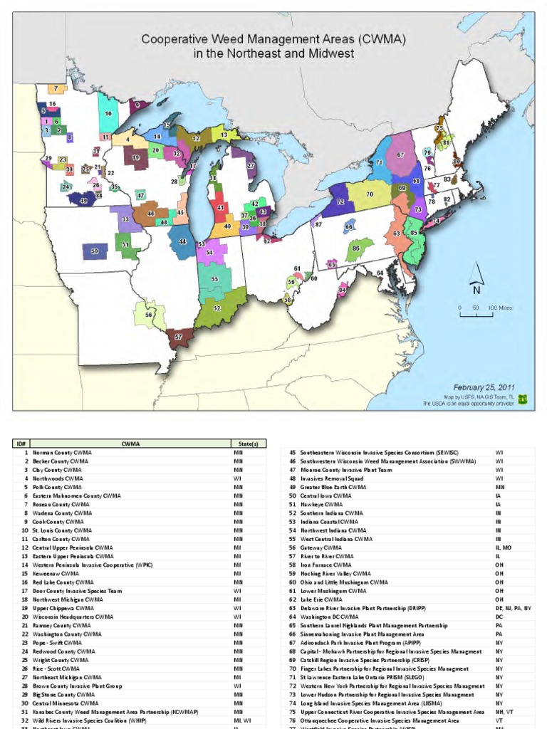 Invasive Species Management Areas List | PDF | Wisconsin | Michigan