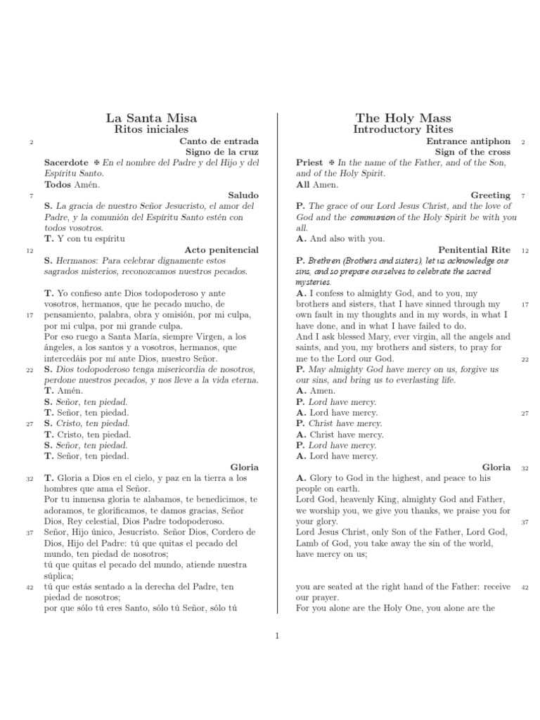 Guia para Misa Ingles Español PDF Cristo (título) Mitología