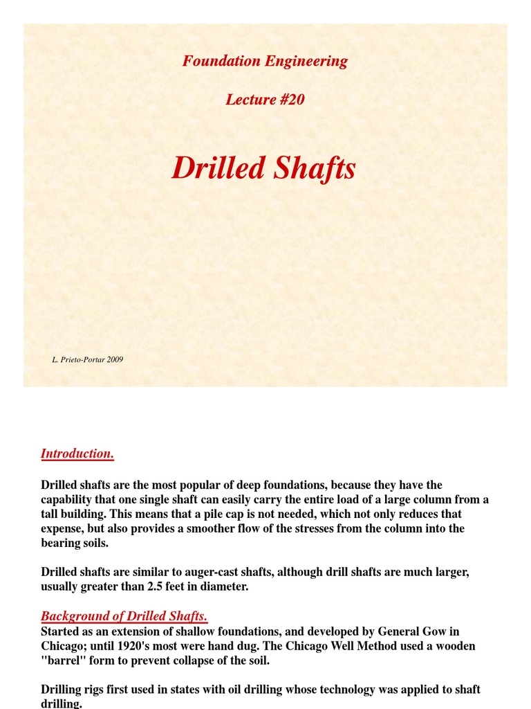 Drilled Shaft Foundation Engineering | PDF | Deep Foundation | Drill