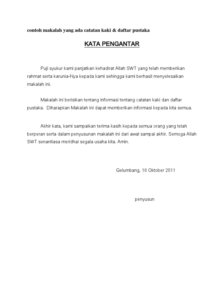 Contoh Makalah Yang Ada Catatan Kaki