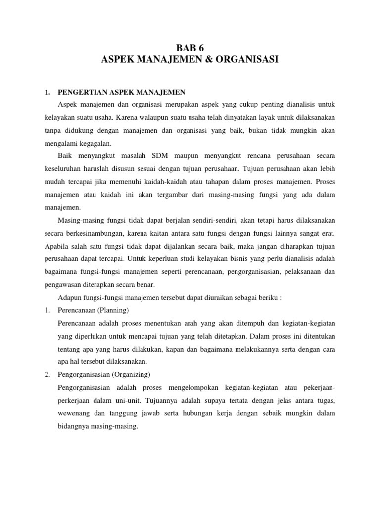 Contoh kasus aspek manajemen dalam studi kelayakan bisnis