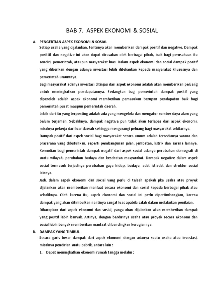 ASPEK EKONOMI & SOSIAL (studi kelayakan bisnis)