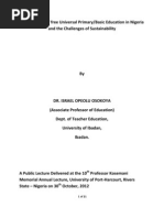Download Five Decades of Free Universal Primary or Basic Education in Nigeria and the Challenges of Sustainability by oluosokoya SN114216110 doc pdf