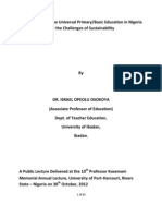 Five Decades of Free Universal Primary or Basic Education in Nigeria and The Challenges of Sustainability