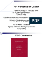 WHO GMP Workshop On Quality