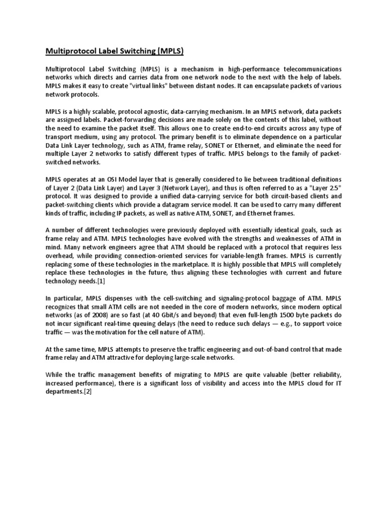 MPLS: A Comprehensive Overview | PDF | Multiprotocol Label Switching ...