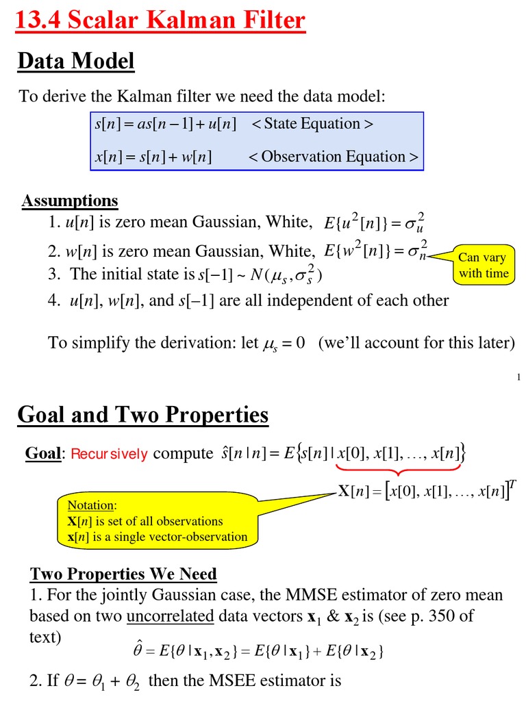 Eece 522 Notes 30 Ch 13b Kalman Filter Applied Mathematics