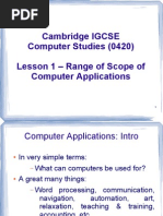 Range and Scope of Computer Applications