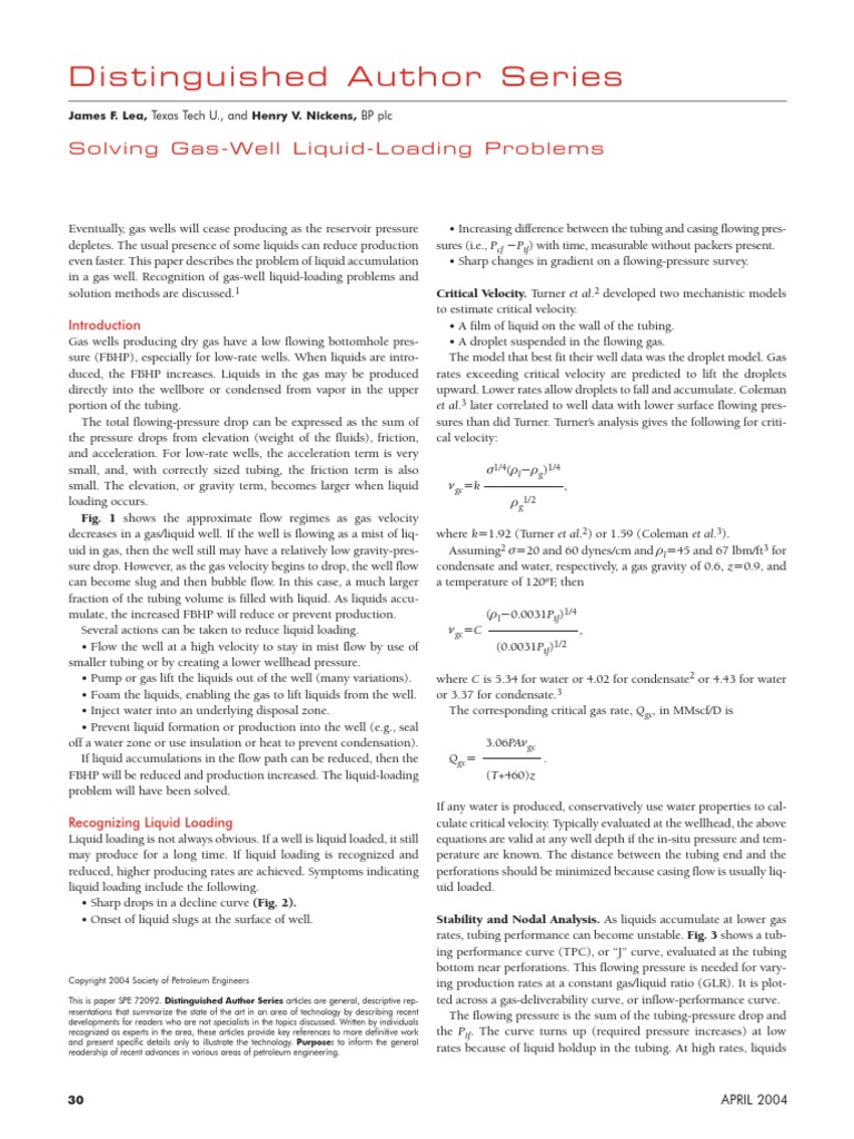 Solving Gas Well Liquid Loading Problems | PDF | Oil Well | Foam