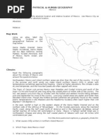 Worksheet - Physical & Human Geography of Mexico