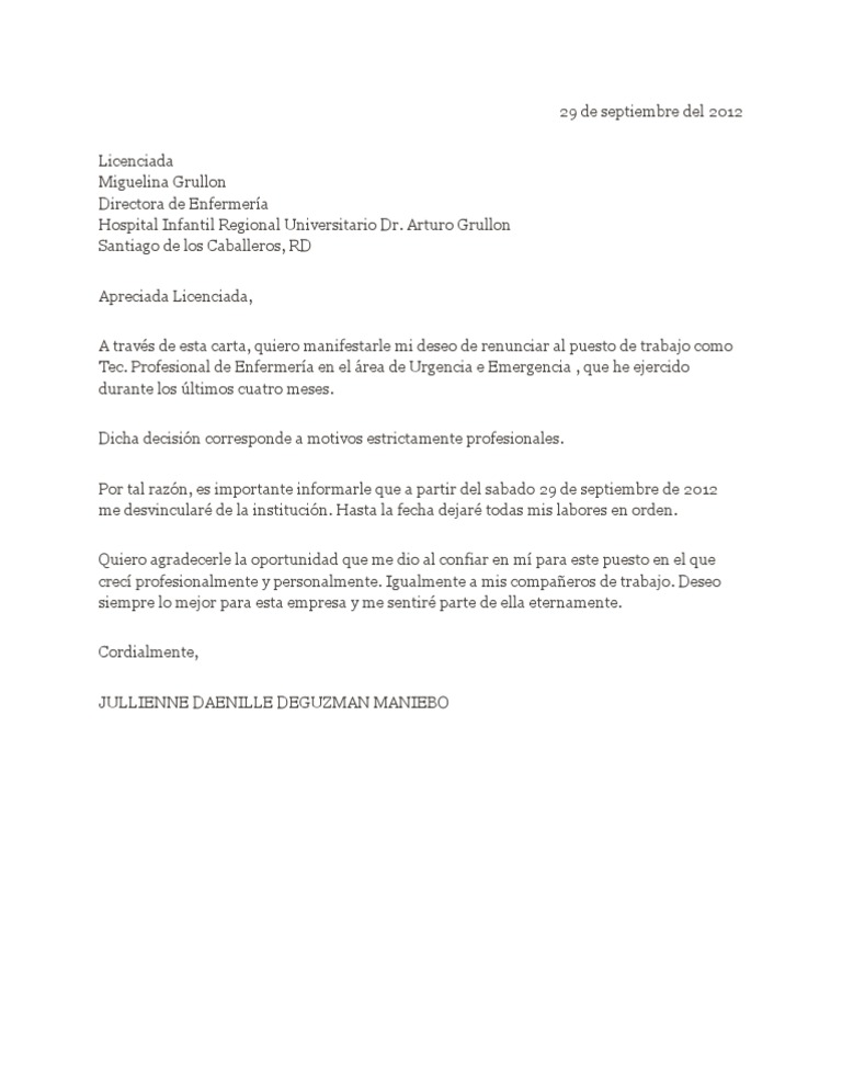 Carta de Renuncia