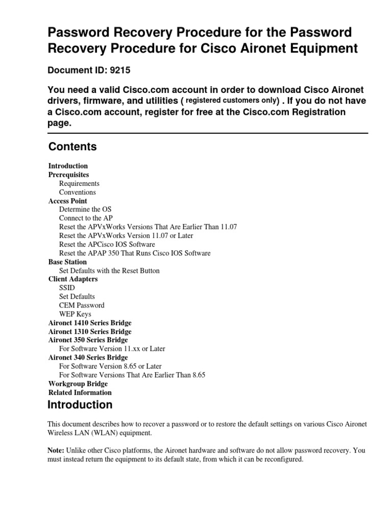 Cisco AP Password Reset PDF Command Line Interface Booting