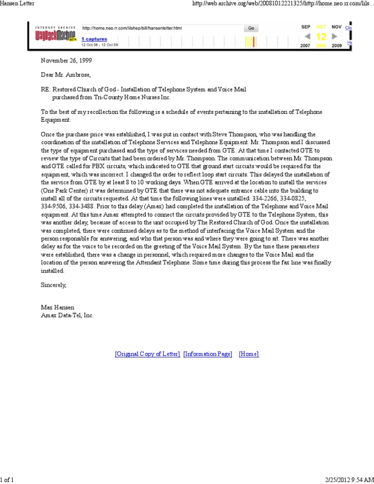 Hansen Letter RCG | PDF
