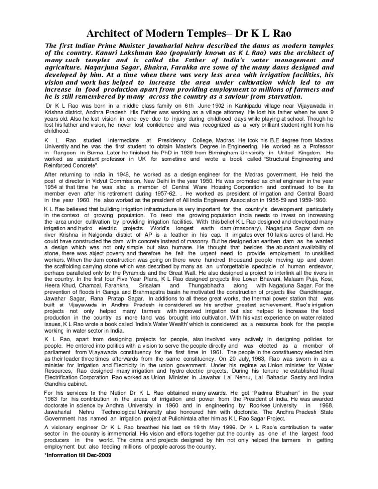 Dr. K L RAO | PDF | Nature