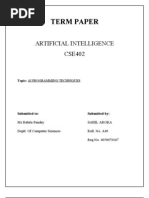 Term Paper: Artificial Intelligence CSE402