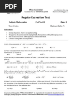 Regular Evaluation Test III Maths+Science X 