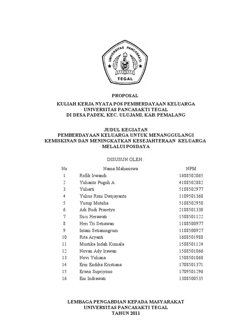 Contoh Proposal Kkn Posdaya