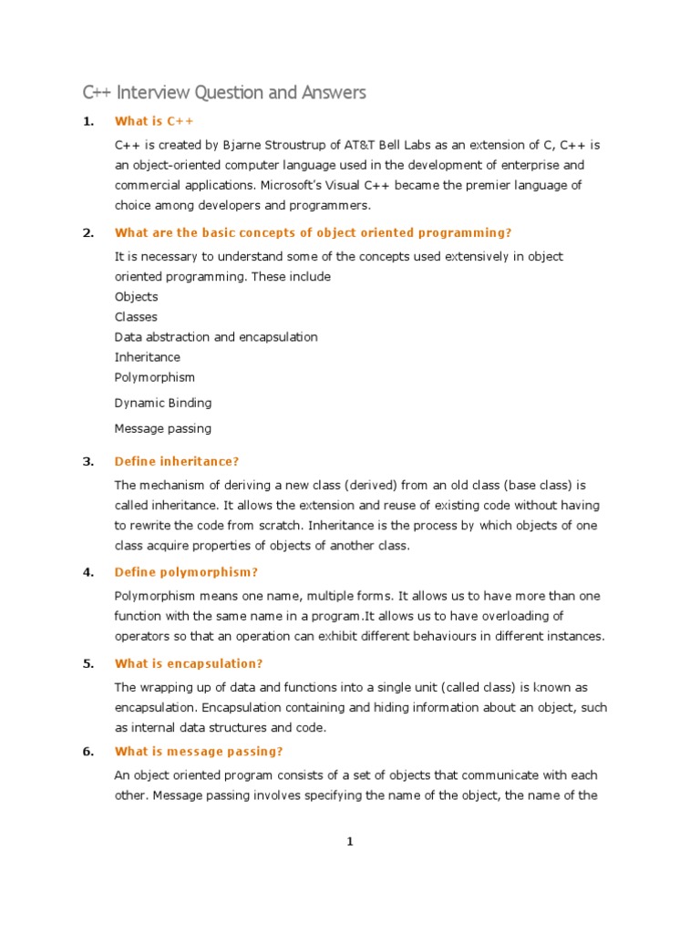 C++ Interview Question and Answers PDF C++ Constructor (Object