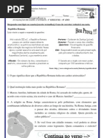 Avaliacao Historia 6 Ano