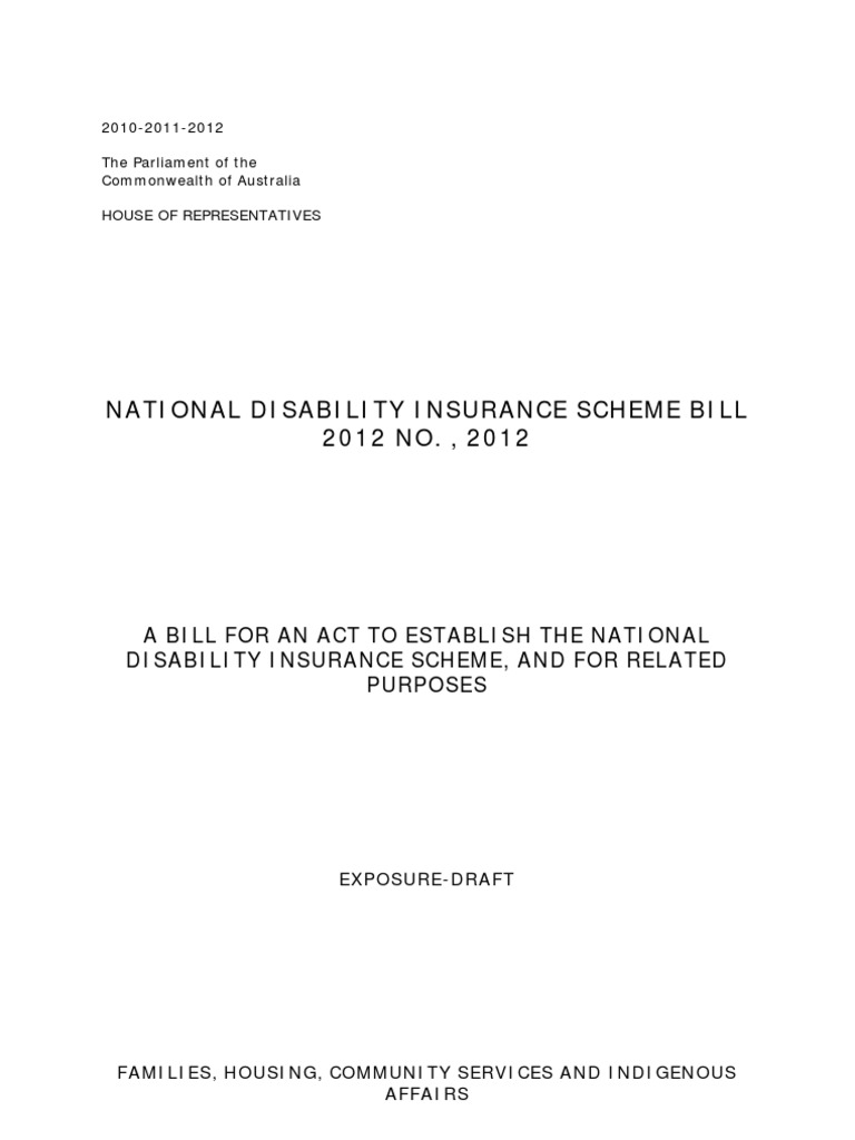 NDIS Legislation Draft Bill PDF Disability Act Of Parliament
