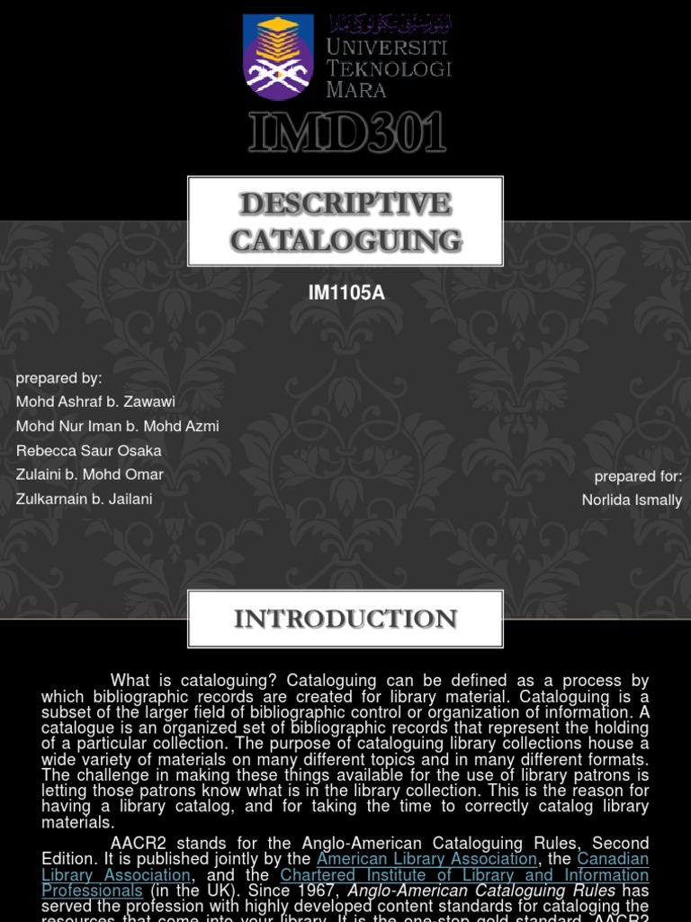 Descriptive Cataloguing Pdf Cataloging Library Science