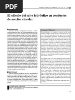 El cálculo del salto hidráulico en conductos