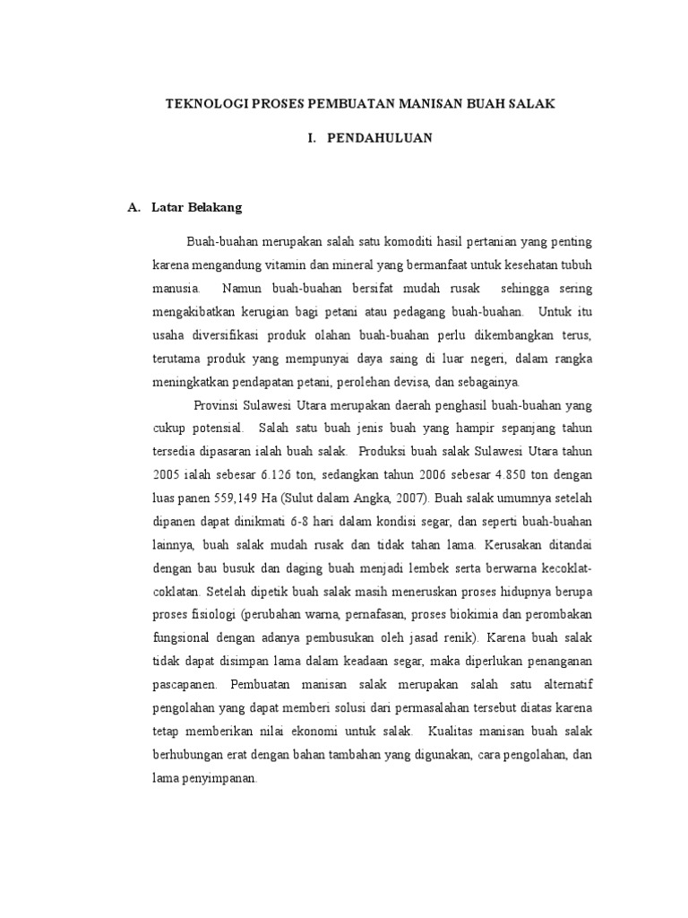 Makalah Teknologi Pembuatan Manisan Buah Salak Makalah Teknologi Pembuatan Manisan Buah Salak