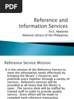 Reference and Information Services --Mariano Marcos Memorial Elementary School Learning Center