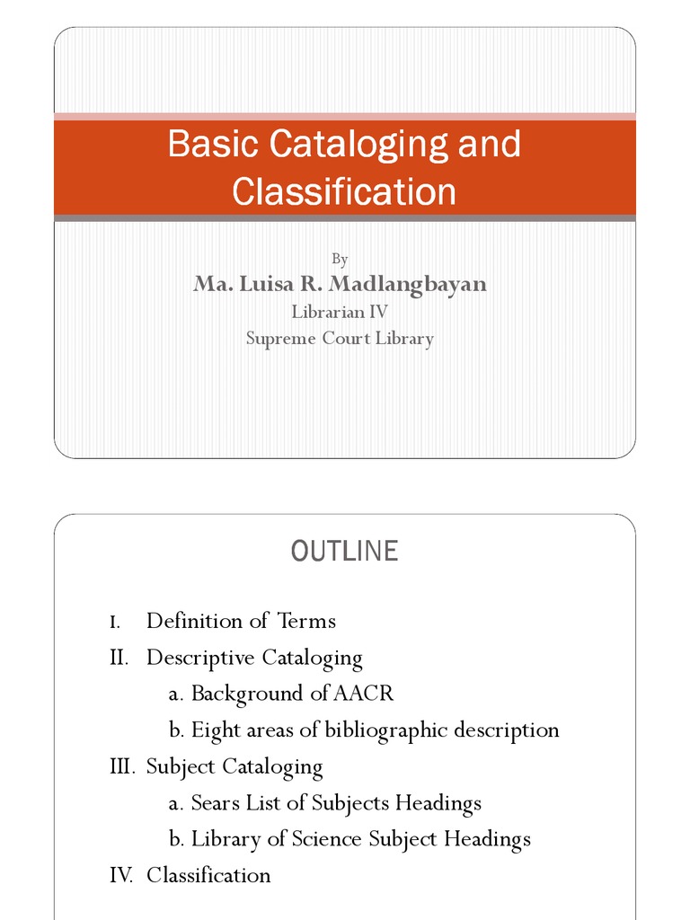 Basic Cataloging Practices Mode] Cataloging Bibliography