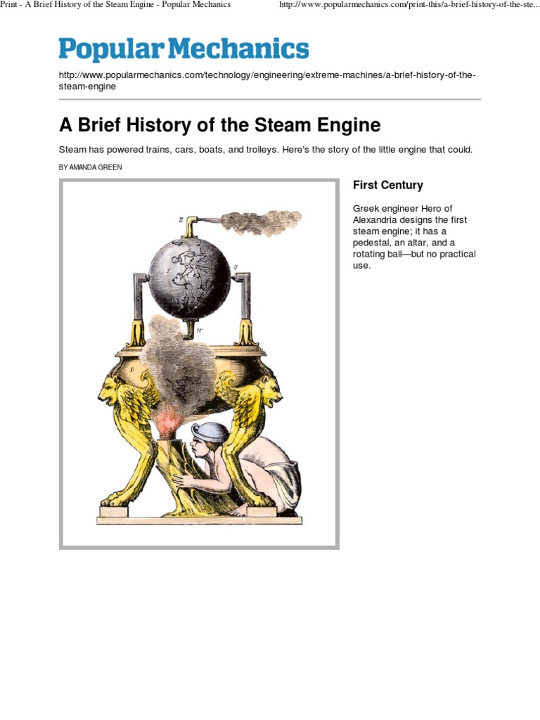 Print A Brief History of the Steam Engine Popular Mechanics Steam