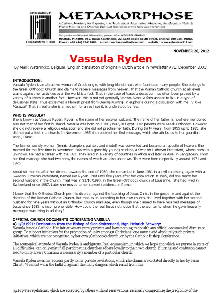 Vassula Ryden-Mark Waterinckx | PDF | Catholic Church | Ecumenism